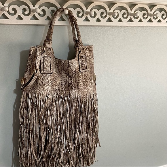 Aldo snake print large boho fringe bag purse - Picture 11 of 11